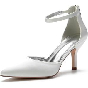 Womens Pointed Toe Ankle Strap Stilettos Party Dress Shoes white size 4 - 4.5